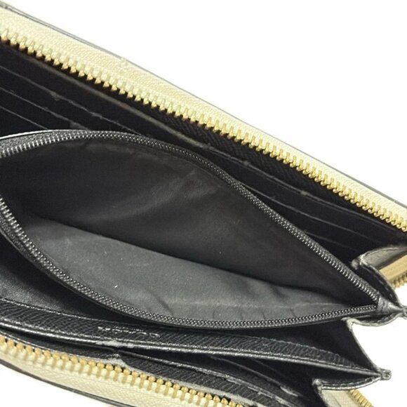 Auth COACH Small Wildflower Print Leather Accordion Zip Around F53770 Cream Gray - Picture 4 of 6